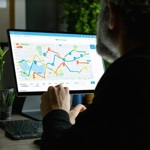 Expert analyzing local SEO data with maps and graphs