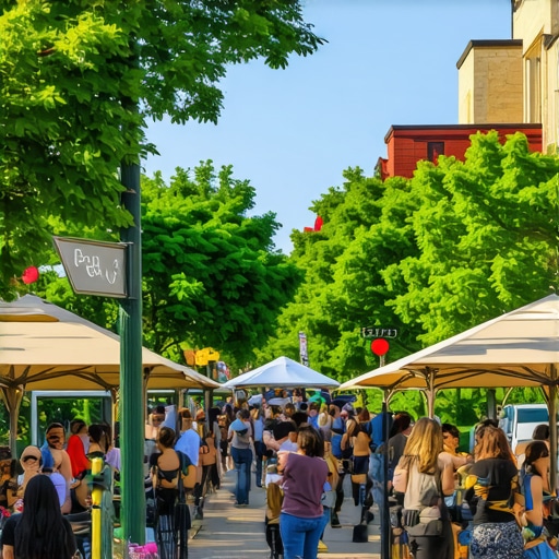 Local Arlington neighborhood with businesses and community events