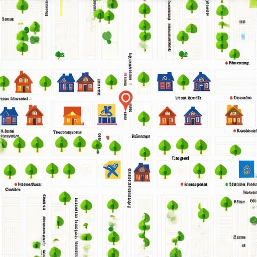 Map of Arlington with local landmarks and SEO symbols