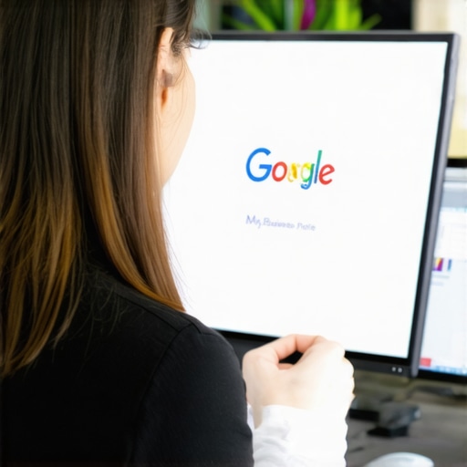 Business owner editing Google My Business listing on computer in Arlington