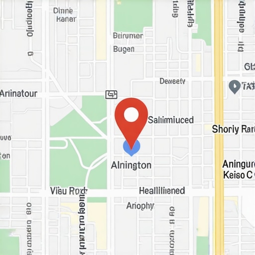 Map of Arlington, TX with highlighted business locations and SEO indicators.