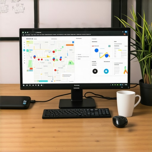 A workspace featuring SEO analytics tools and Arlington map for local business optimization.
