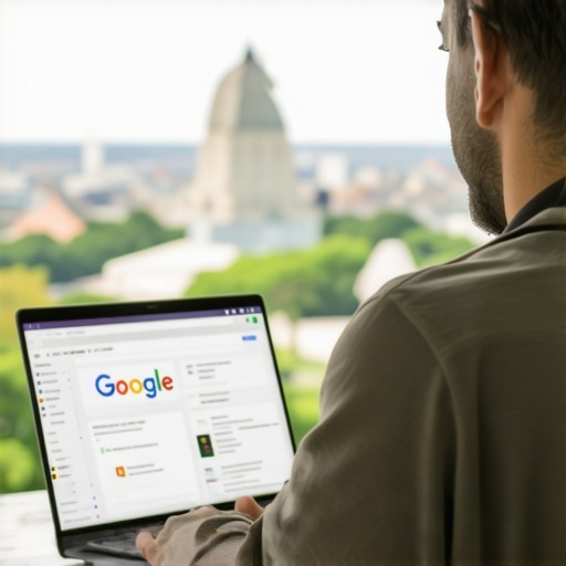 Business owner editing Google profile on laptop in Arlington