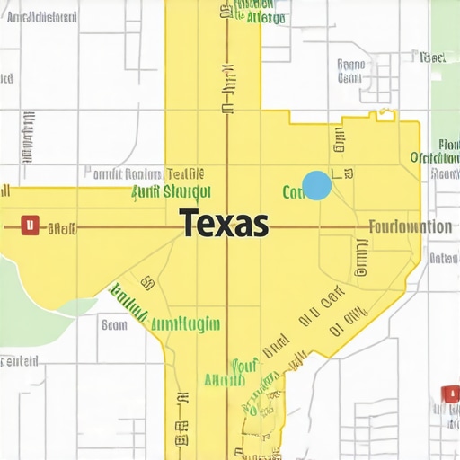 Digital map of Arlington, Texas with SEO icons and markers.