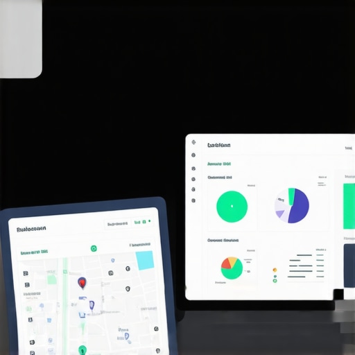 Monitoring Local SEO Performance Arlington business owner reviewing SEO analytics on computer with maps and data charts