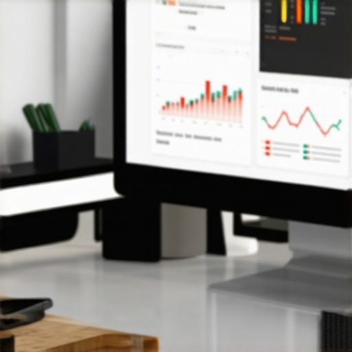 SEO Tools Workspace Computer screen displaying local SEO dashboards with charts and citation data.