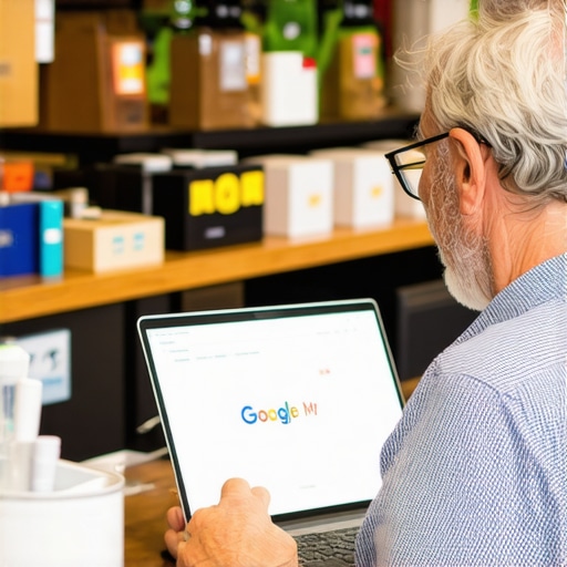 Business owner updating Google My Business profile to improve local visibility in Arlington.