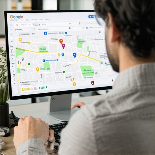 Digital marketing specialist reviewing Google Maps analytics to improve Arlington business visibility.