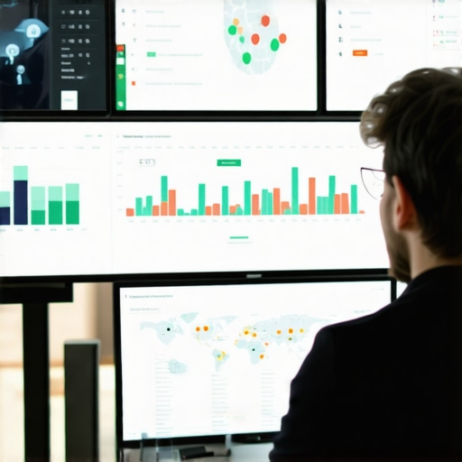 Analyzing Local SEO Metrics in Arlington Person reviewing SEO and Google Maps analytics on dual monitors