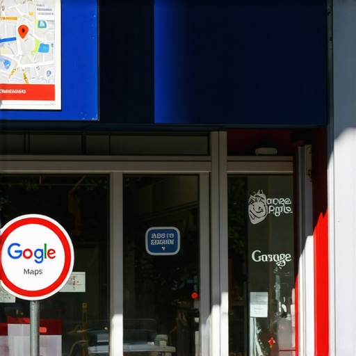 A busy local shop in Arlington with a Google Maps location marker in front, illustrating strong local SEO.