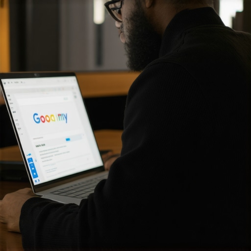 Business owner editing Google My Business profile on a laptop