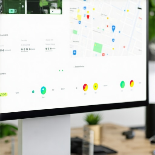 A screenshot of local SEO analytics dashboard with map rankings and citation data.